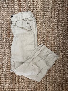 100% Linen Pull-on Pants - Beige